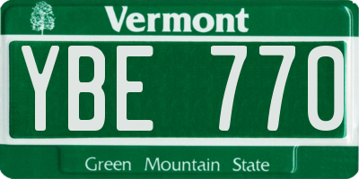 VT license plate YBE770