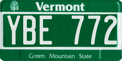 VT license plate YBE772