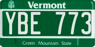 VT license plate YBE773