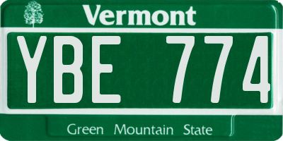 VT license plate YBE774