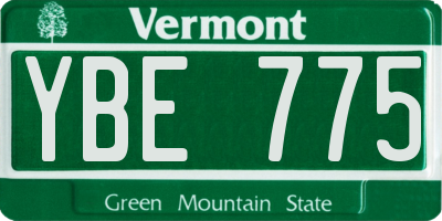 VT license plate YBE775