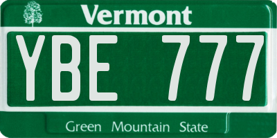 VT license plate YBE777