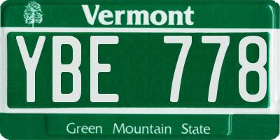 VT license plate YBE778