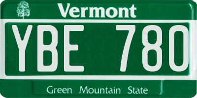 VT license plate YBE780