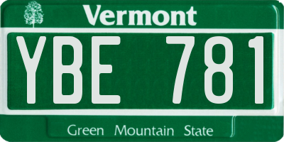 VT license plate YBE781