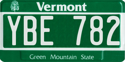 VT license plate YBE782
