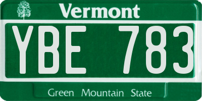 VT license plate YBE783