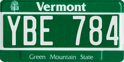 VT license plate YBE784
