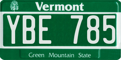VT license plate YBE785