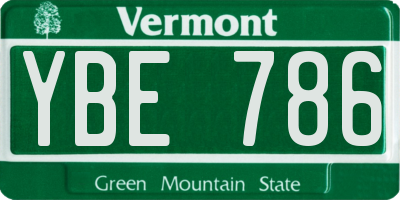 VT license plate YBE786