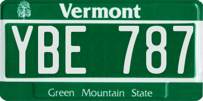 VT license plate YBE787