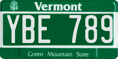 VT license plate YBE789