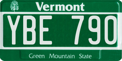 VT license plate YBE790