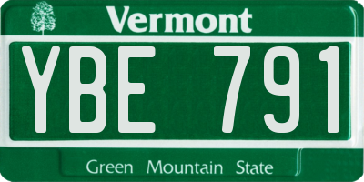 VT license plate YBE791