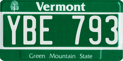 VT license plate YBE793