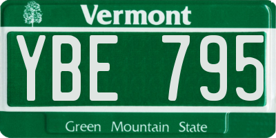 VT license plate YBE795