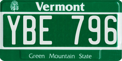 VT license plate YBE796