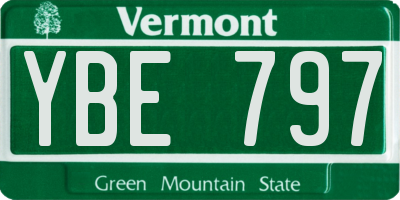 VT license plate YBE797