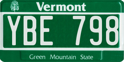 VT license plate YBE798
