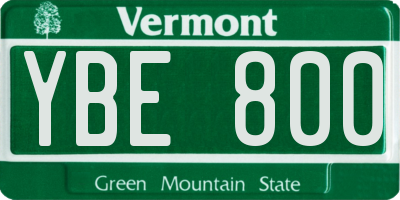 VT license plate YBE800