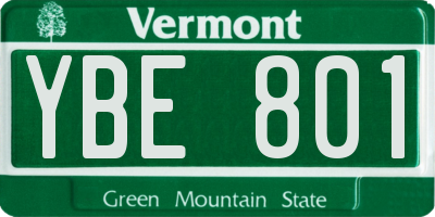 VT license plate YBE801