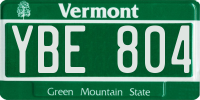 VT license plate YBE804