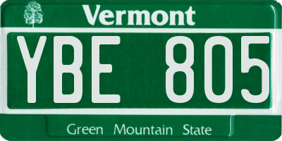 VT license plate YBE805