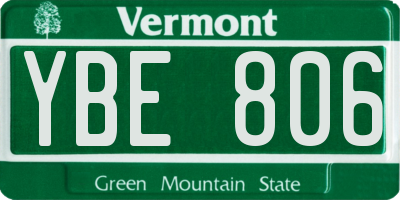 VT license plate YBE806