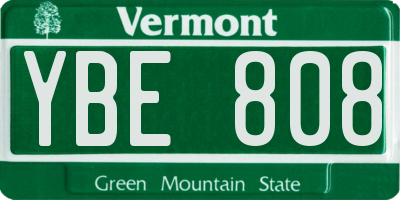 VT license plate YBE808
