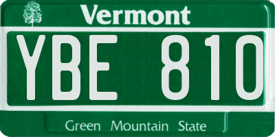 VT license plate YBE810