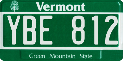 VT license plate YBE812