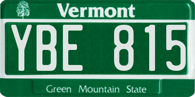 VT license plate YBE815