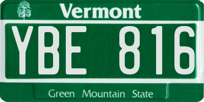 VT license plate YBE816