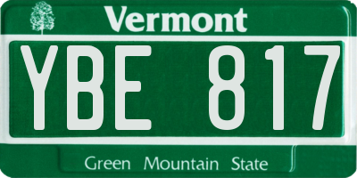 VT license plate YBE817