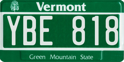 VT license plate YBE818