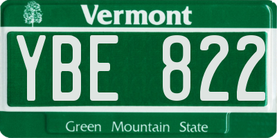 VT license plate YBE822