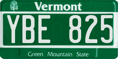 VT license plate YBE825