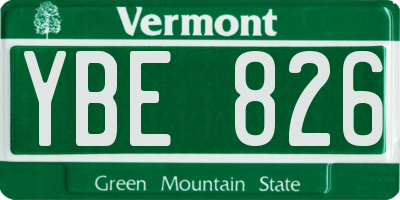 VT license plate YBE826