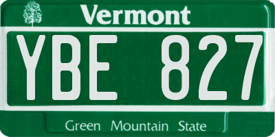VT license plate YBE827