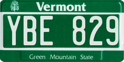VT license plate YBE829