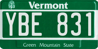 VT license plate YBE831