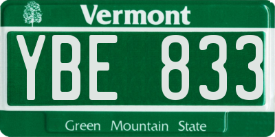 VT license plate YBE833
