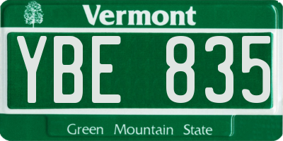VT license plate YBE835