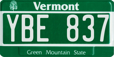 VT license plate YBE837