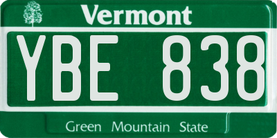 VT license plate YBE838