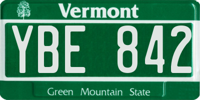 VT license plate YBE842