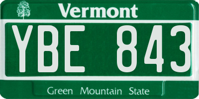 VT license plate YBE843