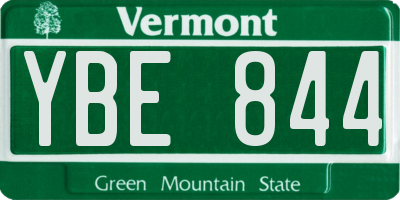VT license plate YBE844