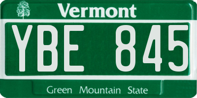 VT license plate YBE845