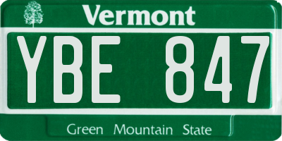VT license plate YBE847